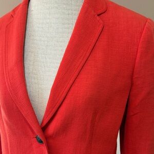 rag & bone Vibrant Red Blazer sz 4 Lined turn cuff satin back linen poly blend